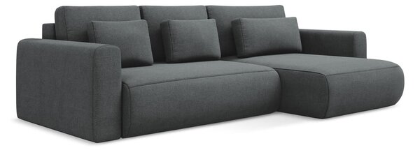 Divano angolare grigio scuro allungabile/con contenitore (con penisola a destra/con chaise lounge) Kapua – Makamii