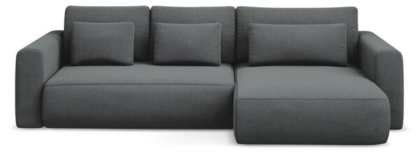 Divano angolare grigio scuro allungabile/con contenitore (con penisola a destra/con chaise lounge) Kapua – Makamii