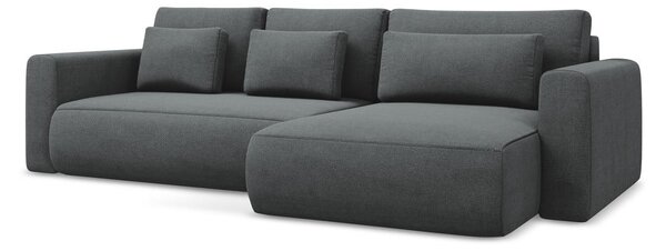 Divano angolare grigio scuro allungabile/con contenitore (con penisola a destra/con chaise lounge) Kapua – Makamii