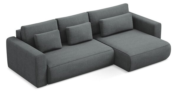 Divano angolare grigio scuro allungabile/con contenitore (con penisola a destra/con chaise lounge) Kapua – Makamii