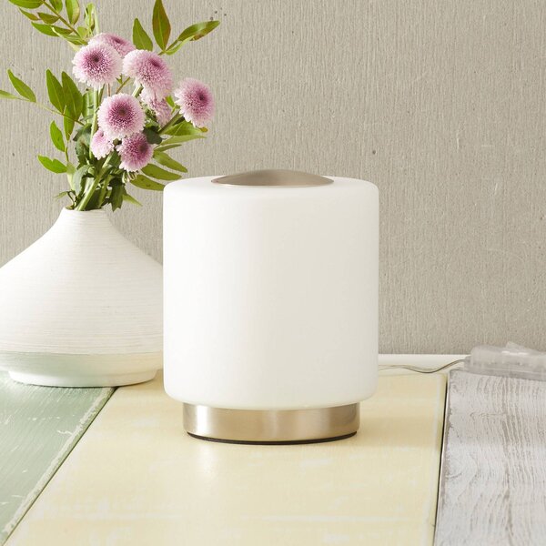 Fabas Luce Lampada da tavolo Simi, dimmerabile, Bianco / Opale, Soggiorno / Sala da pranzo, Metallo, Moderno, Lampada da tavolo