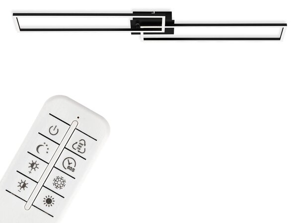 BRILONER FRAME Lampada da soffitto a LED, telecomando, dimmerabile, controllo della temperatura del colore CCT, orientabile, nero, 110 x 24,8 x 7,8 cm