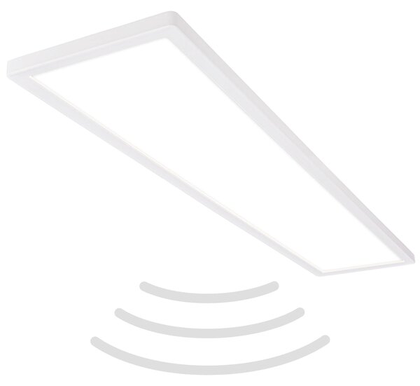 Plafoniera LED ultrapiatta con rilevatore di movimento - IP44 Plafoniera LED per bagno Plafoniera per bagno, pannello a soffitto ultrapiatto per ambienti umidi, 98 x 20 x 3 cm (LxLxH)
