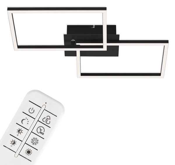 BRILONER FRAME Lampada da soffitto a LED, telecomando, dimmerabile, controllo della temperatura del colore CCT, orientabile, nero, 50 x 38,8 x 7,8 cm