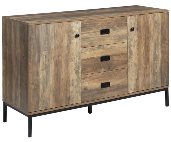 HOMCOM Credenza Moderna con 2 Armadietti a 2 Ante con Ripiani regolabili e 3 Cassetti, Mobile dall'aspetto retrò in truciolato, Marrone|Aosom Italy