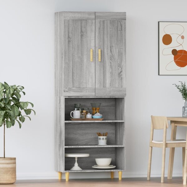 Credenza Moderna，Madia da cucina，Mobile Buffet，Armadio da Cucina con Ruote  Grigio Cemento 33x38x60 cm