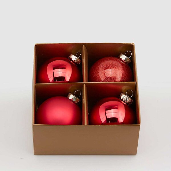 EDG - Enzo de Gasperi Addobbi natalizi Set 4 pezzi palle di natale in vetro Rosso
