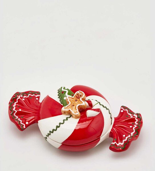 EDG - Enzo de Gasperi Decorazione natalizia contenitore a forma di caramella Rosso/Bianco