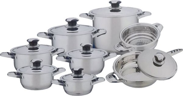 Casalinghi Letizia Ceramica Batteria Pentole Induzione 18 Pezzi in Acciaio Inox 18/10 - Blumenthal Bavaria