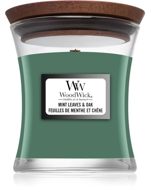 Woodwick Mint Leaves & Oak candela profumata 85 g