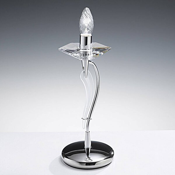 Metallux Lampada da tavolo Icaro con cristallo, cromo