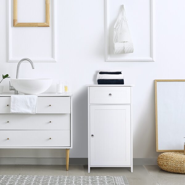 Kleankin Mobiletto moderno bagno, Armadietto 2 Cassetti e Ripiani regolabili, Design Anti-Ribaltamento, in MDF 43 x 34 x 77cm Bianco|Aosom Italy