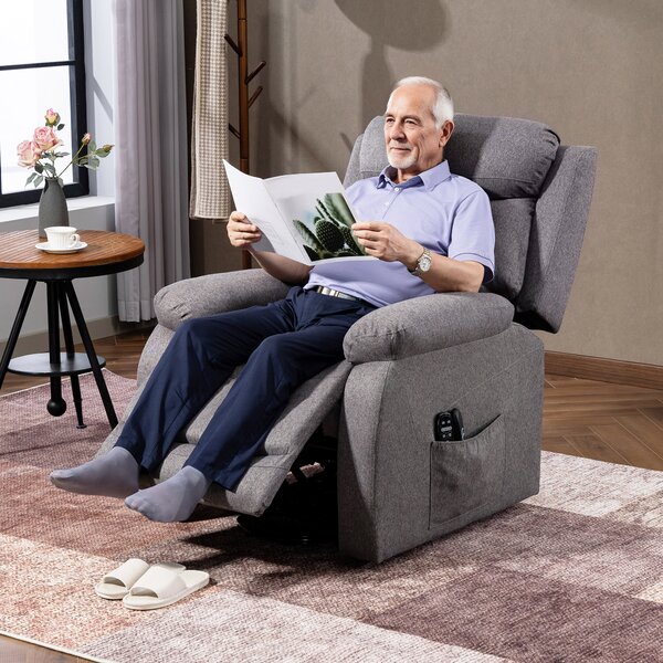 HOMCOM Poltrona reclinabile elettrica con massaggio e riscaldamento, porte USB, poggiapiedi, 86x94x105cm, Grigio | Aosom Italy