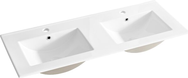 Lavabo da incasso in Vetroceramica 121 x 46 cm, bianco lucido, rettangolare