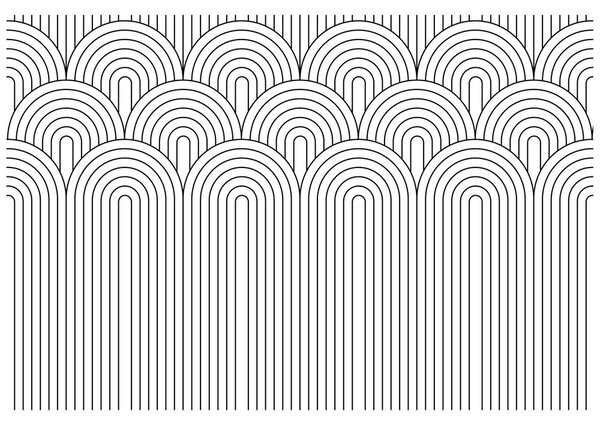 Carta da parati – Motivo arcobaleno in bianco e nero Mid-Century